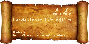 Leidenfrost Lóránt névjegykártya